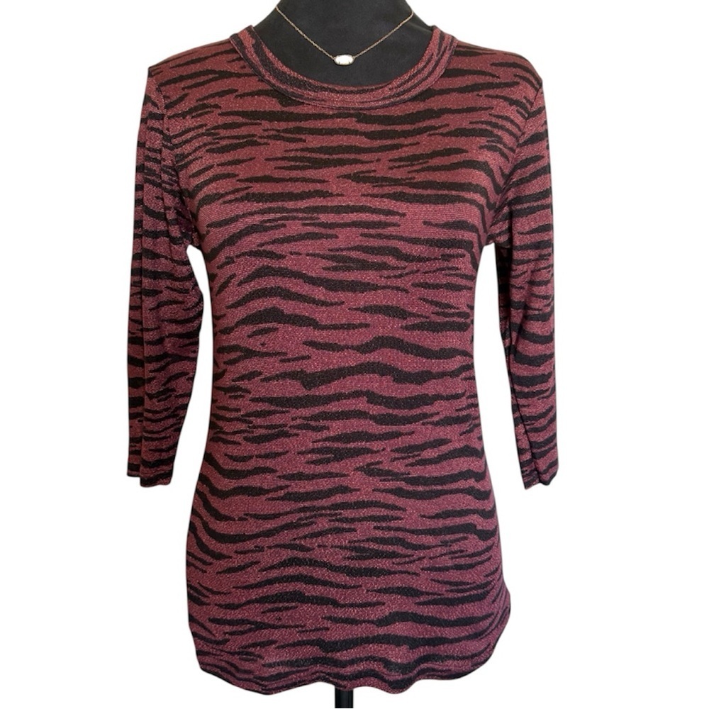 NWT Micheal Stars Woman’s Small Tiger Print Long-Sleeve Top